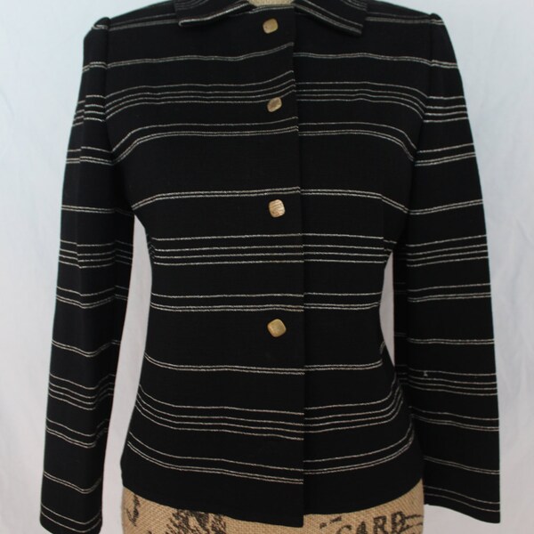 Cute 70's Black And Silver Double Knit Suit Jacket