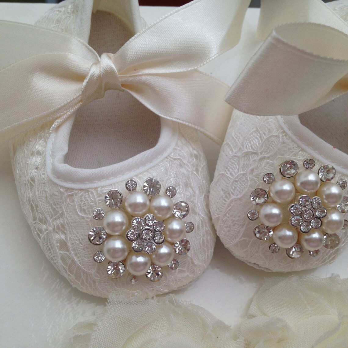 Ivory / off White Lace Baby Shoes Newborn Beige Christening Etsy