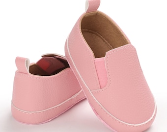 Baby girls soft sole shoes, Newborn moccasin, First walkers crib  Shoes For Girls, Pink baby shoes