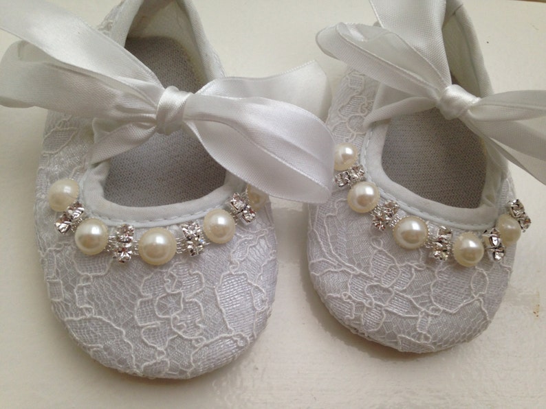 White lace baby shoes newborn white christening baptism Etsy