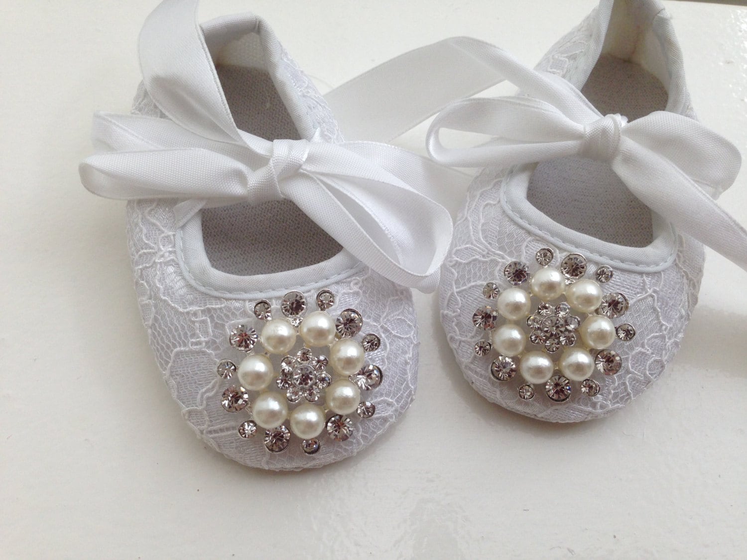 White Baby Girl Crib Shoes Christening Baby Girl Shoes Etsy