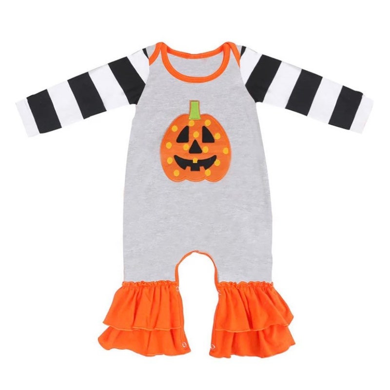Pumpkin Trio Ruffle Romper