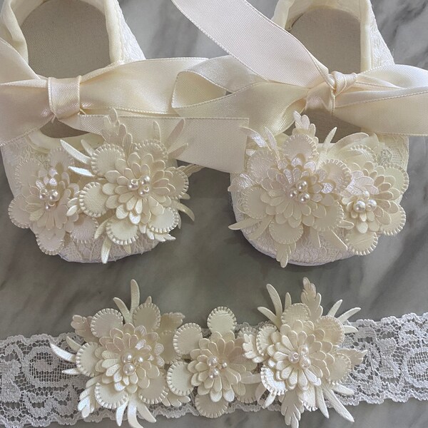 ivory christening shoes