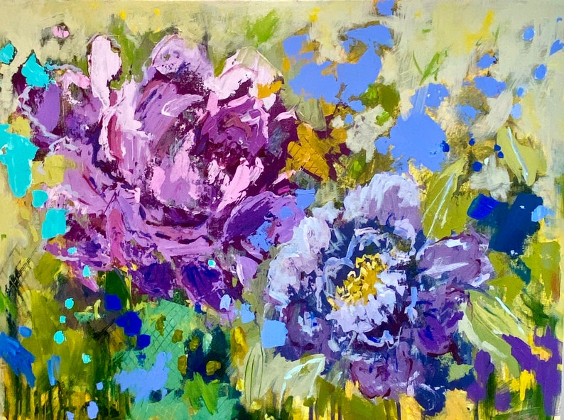 SOCIETY GIRLS Original Abstract Floral Acrylic Painting on Etsy