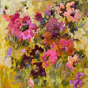 The power of the flower original unframed abstract floral painting, 30 x 30 x 1.5 inch gallery wrapped canvas