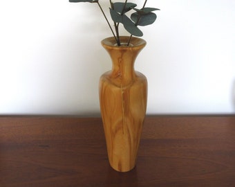 Vintage Wood Hand Turned Vase Light Woode Vase Wooden Vase Dried Flower Vase Candlestick Weed Vase