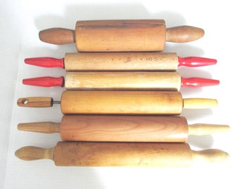 Vintage Rolling Pins with Red Handles Maple Rolling Pins Gifts for Mom Gifts for Cooks Vintage Kitchen Tools Vintage Baking