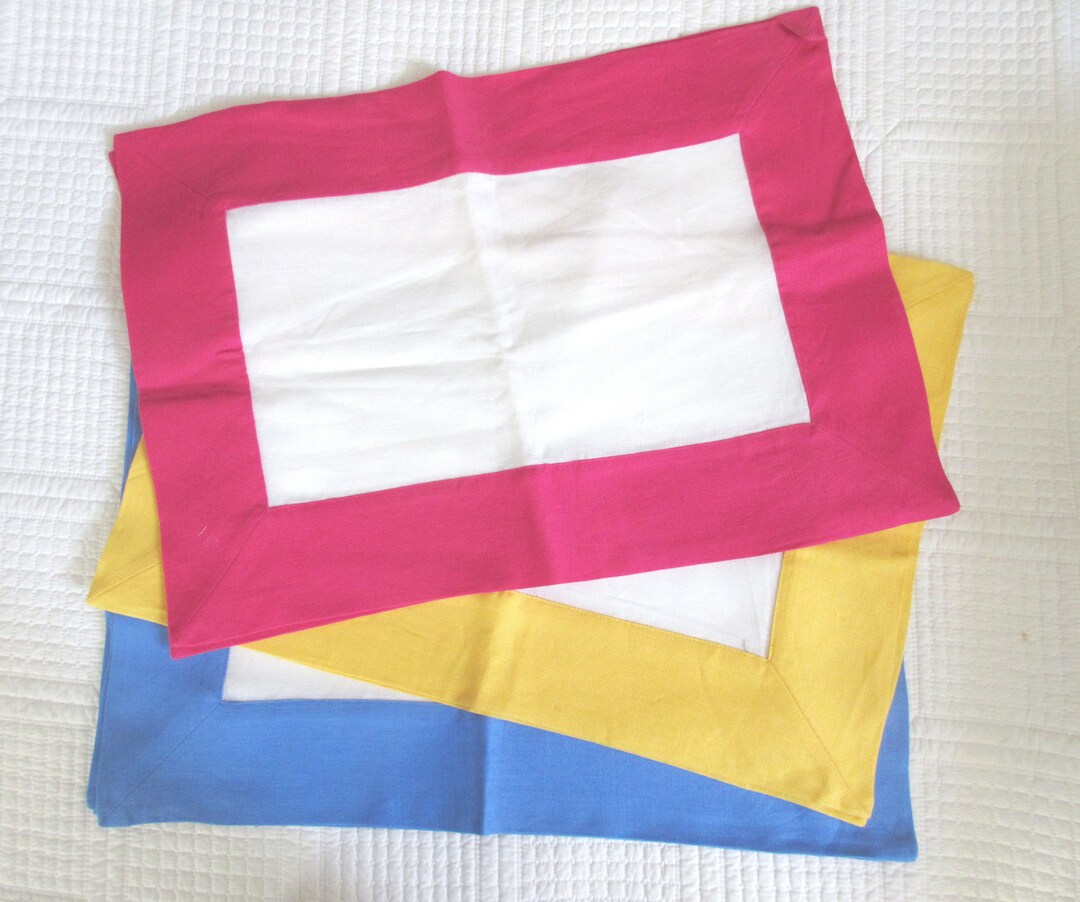 Vintage Set of Eight Pottery Barn NOS Linen Placemats Colorful