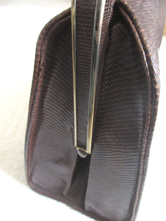 Vintage Chocolate Brown Alligator Leather and Bra… - image 4