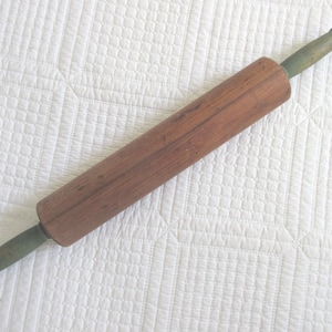 Vintage Wooden Rolling Pin with Green Handles Pastry Baker&#39;s Rolling Pins Gifts for Mom Gifts for Bakers Vintage Kitchen Tool Vintage Baking