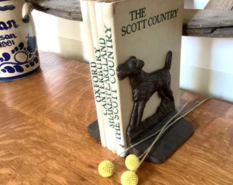 Vintage Cast Iron/Copper Terrier Dog Bookends