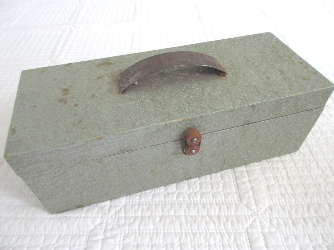 Vintage Narrow Hammered Metal Science Box Grey Metal Storage Box With ...