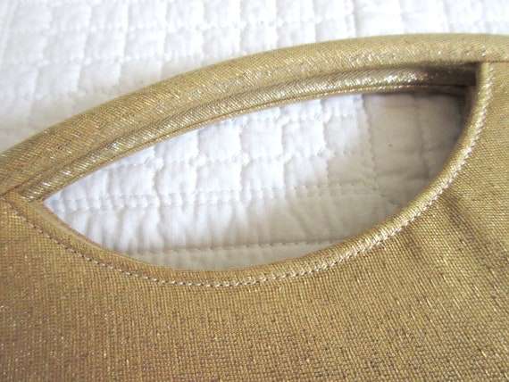 Vintage Small Magid Clutch Gold Metallic Fabric C… - image 4