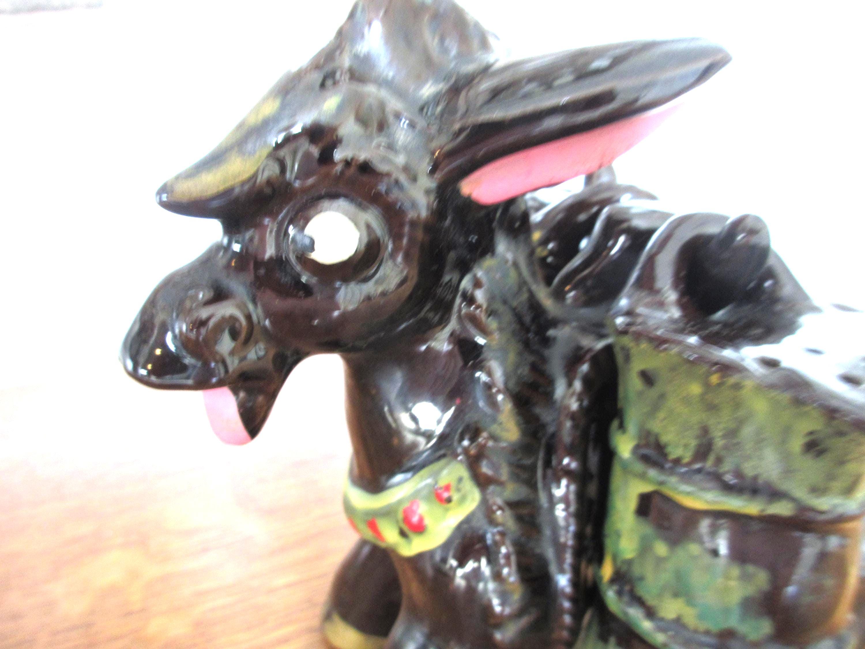 Saliera e pepiera vintage in ceramica a forma di asino MCM - Italia