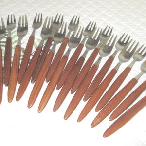 Vintage Teak and Stainless Flatware Cutlery Set -21 pieces Made in Sweden and Norway Mid Century MCM