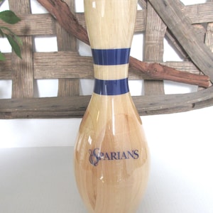 Vintage Wooden Bowling Pin: Authentic &quot;Sparians&quot; Decor