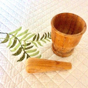 Mortier et pestal en bois vintage Ustensiles de cuisine vintage Petit mortier et mortier en bois vintage
