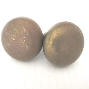 Vintage Solid Brass Mushroom Cabinet Knobs with Patina