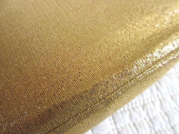 Vintage Small Magid Clutch Gold Metallic Fabric C… - image 3