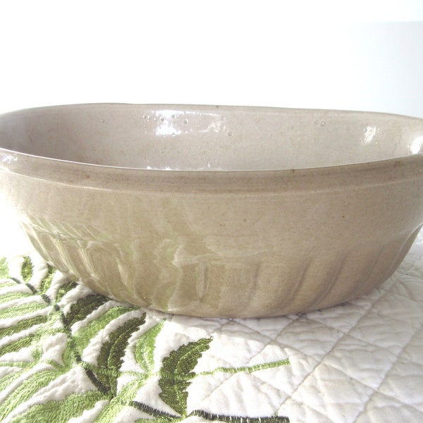 Vintage Manley Stoneware Oval Serving Bowl Casserole Dish Light Taupe Stoneware Neutral Pottery Oval Bowl