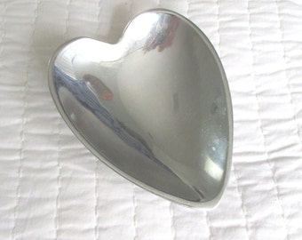 Vintage Nambe Polished Chrome Heart Dish Heart Bowl Valentines Day Gifts for Her Silver Bowl Jewelry Drop Key Drop