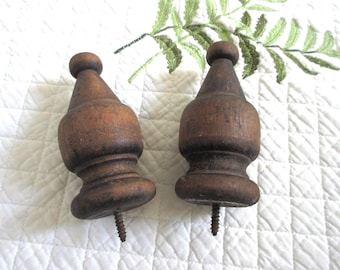Vintage bijpassende houten eindstukken: set van twee