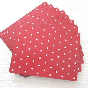 Vintage Pimpernel Christmas Placemats: Red Polka Dot Cork Backed Set