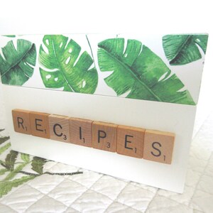 Vintage Scrabble Tile Piccola scatola di ricette Scatola di ricette dipinte File di carte