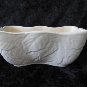 Vintage White Imperial Rectangular Planter with Leaf Motif