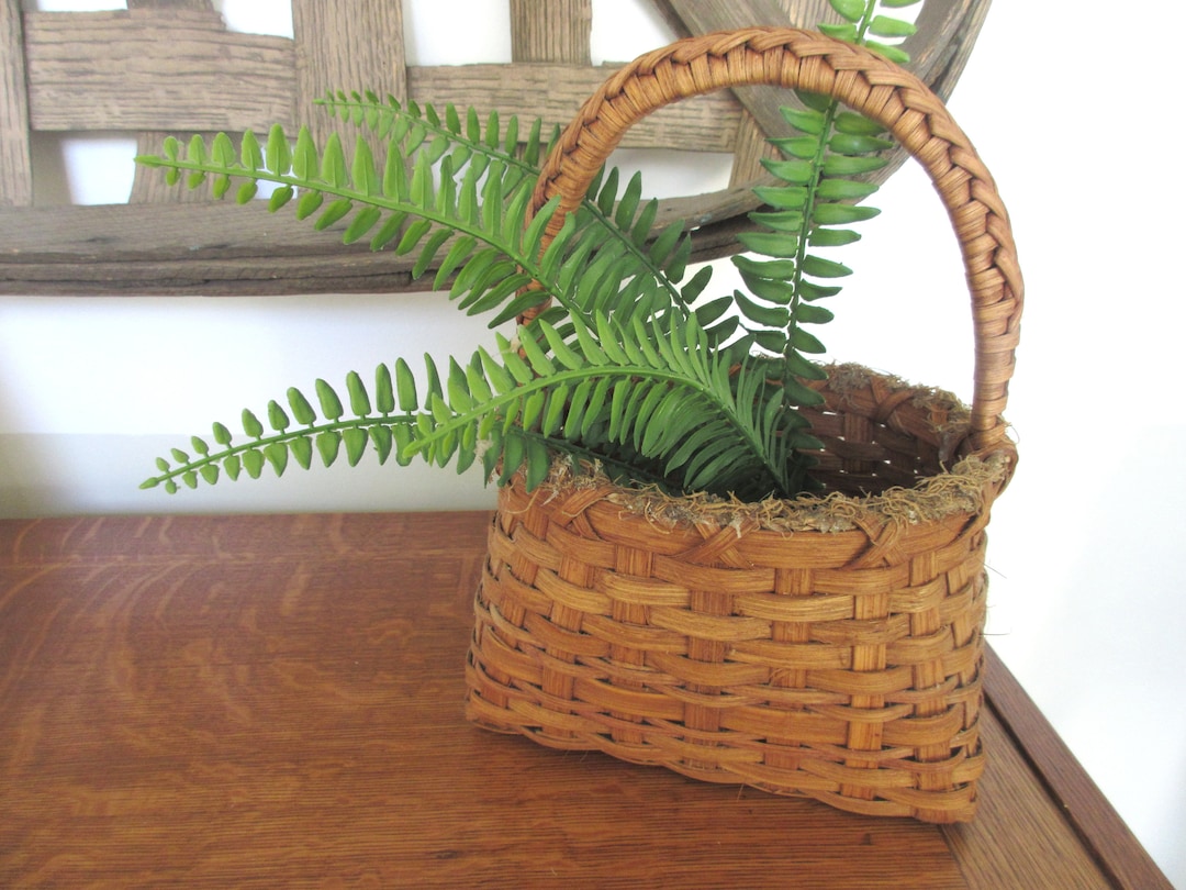 Vintage Handwoven Oak Splint Basket With Handle: Signed Artisan Decor ...