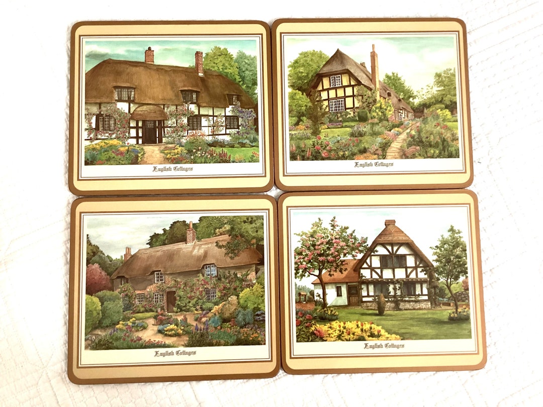 Vintage Set of Four Pimpernel English Cottage Small Cork Backed