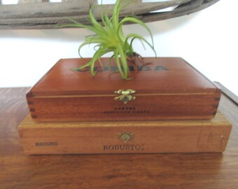 Vintage La Tradicion Maduro Robustos Cigar Box All Wooden Cigar Box with Brass Clasp and Hinges