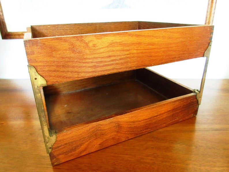 Vintage Stacking Legal Sized Oak Paper Tray In Box Out Stacking Legal Sized Oak Paper Tray