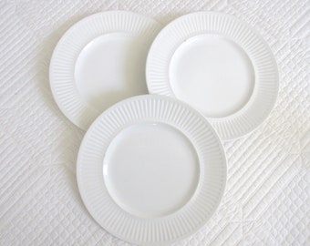 Vintage Set of Three Johnson Bros Athena Bread and Butter Ironstone Plates with Ribbing English Ironstone Stoneware