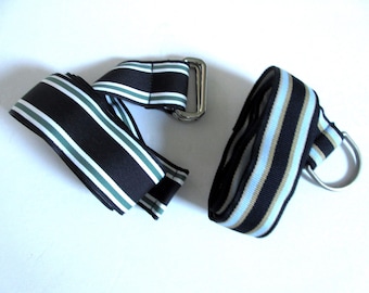 Vintage 90s Wide Striped Woven Cloth Chord Ribbon Sash Belt  display picture 1