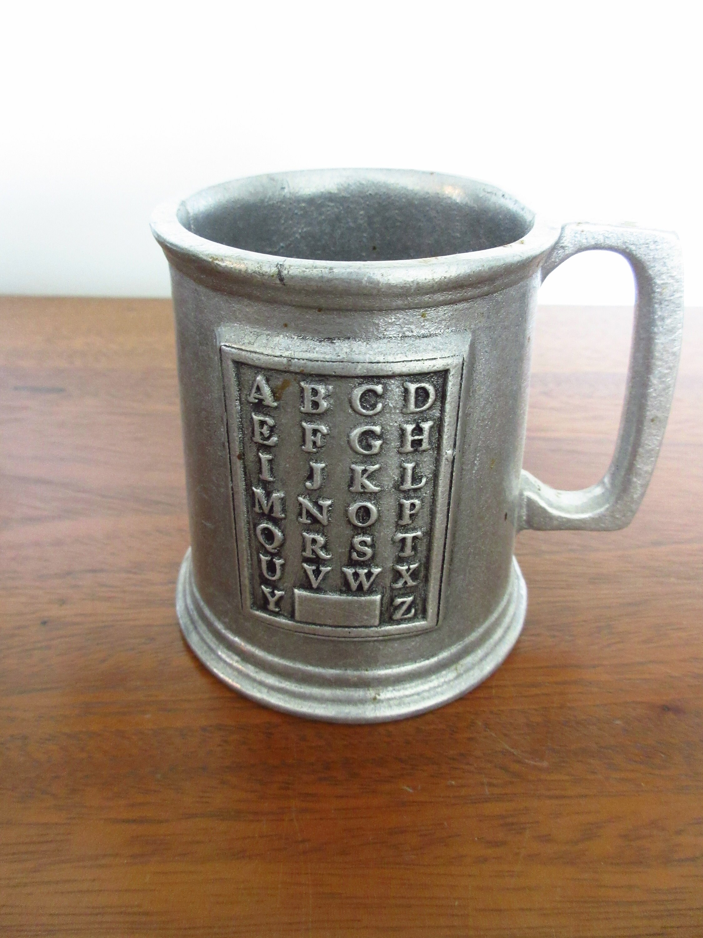 Vintage Pewter Alphabet Mugs Pewter Drinking Mugs Nursery Etsy