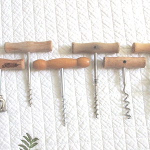 Vintage Wood Handle Corkscrew: Mid Century Bar Accessories