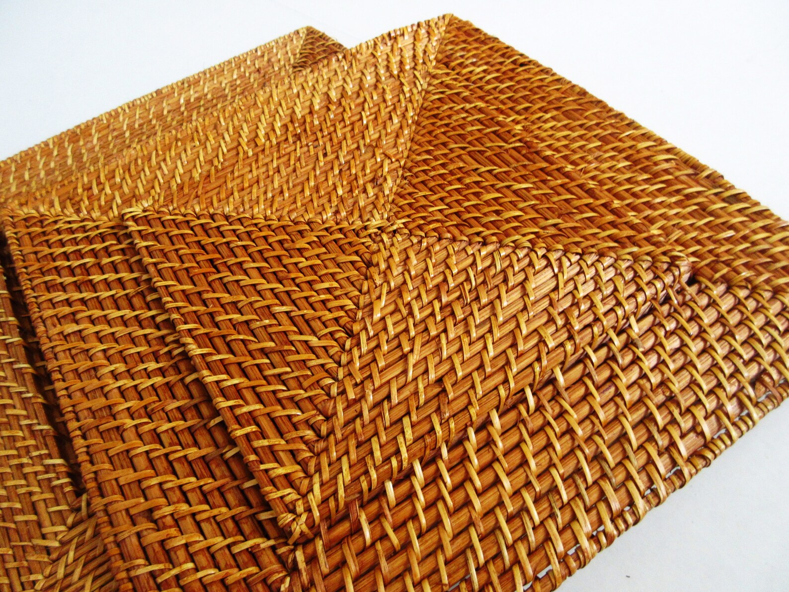 Vintage Bamboo Rattan Square Placemats Bamboo Chargers Table Etsy
