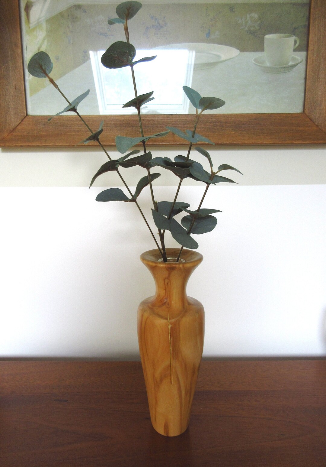 Vintage Wood Hand Turned Vase Light Woode Vase Wooden Vase Dried Flower