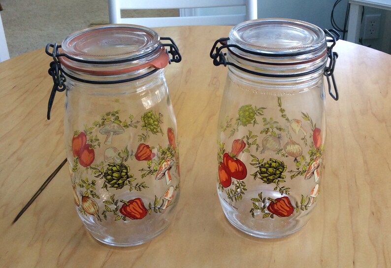 Vintage French Kitchen Storage Jars Arc Spice Of Life Pasta Canning With Veggies Spices