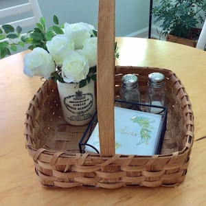 Vintage Square Handwoven Basket with Handle Farmhouse Bohemian Split Oak Basket
