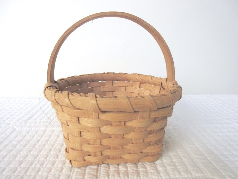 Vintage Handmade Small Baskets With Handles Reed Baskets Etsy