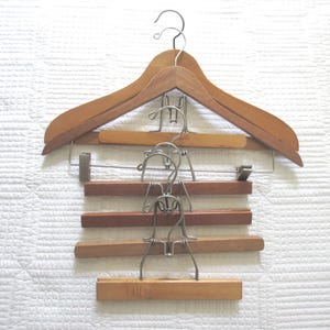 Vintage Hardwood Hanger Set: Suit Hanger & Skirt/Pants Hangers