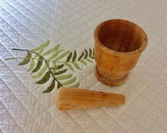 Vintage Wooden Mortar and Pestal Vintage Kitchen Tools Small Wood Mortar and Pestal