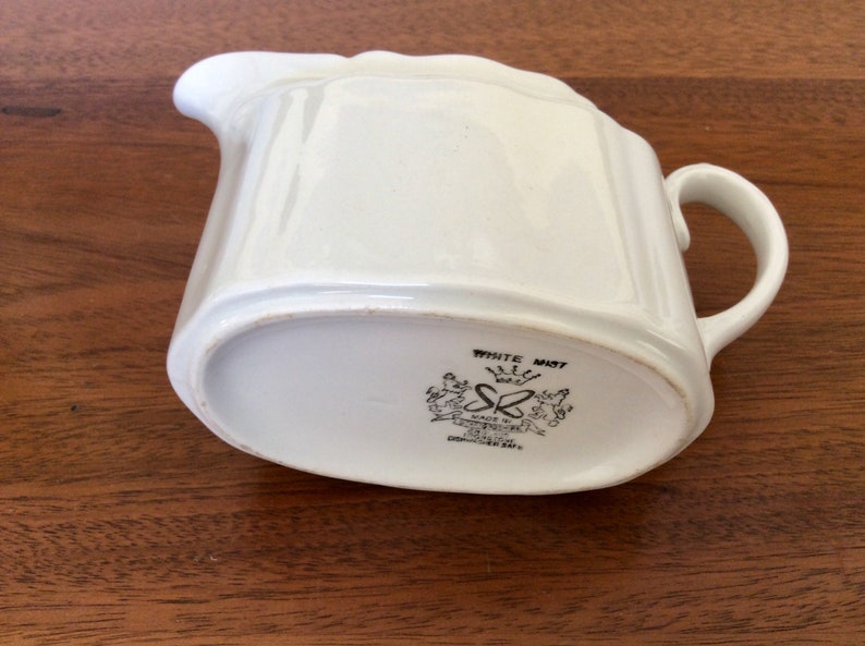 Vintage English Ironstone Sugar and Creamer Staffordshire White Mist Tea Set Vintage Ironstone Sugar Bowl with Lid Creamer
