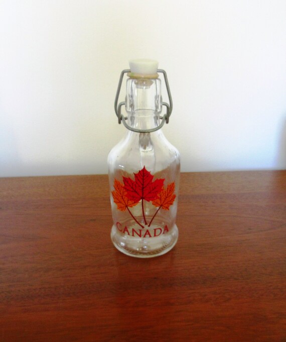 Vintage Canada Maple Syrup Bottle Clear Bottle with Metal Etsy