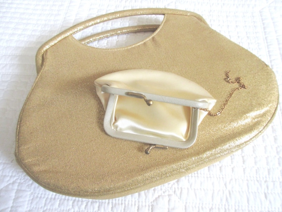 Vintage Small Magid Clutch Gold Metallic Fabric C… - image 1