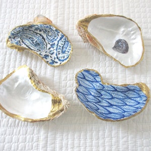 Vintage grande bague en coquillages d&#39;huîtres porte-bijoux, décoration côtière, accessoires de maison de plage