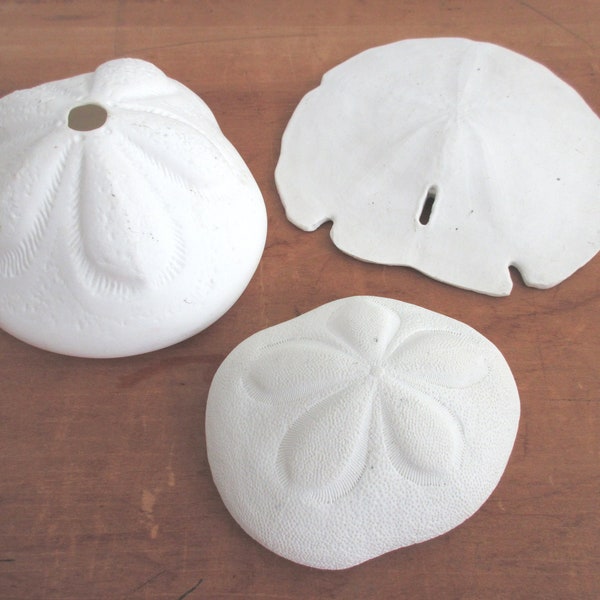 Vintage Set of Three Faux Shells Sand Dollar Sea Biscuit Faux Shell Decor Coastal Style Cottage Decor Beach House Decor