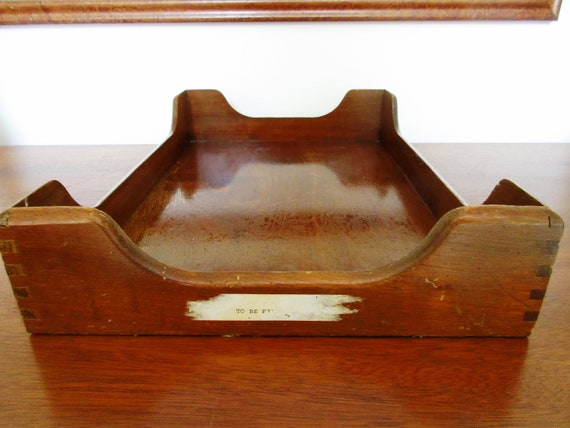 Aufbewahrung Ordnung Vintage Wooden Paper Tray In Box Desk Vintage Wooden Paper Tray In Box Desk